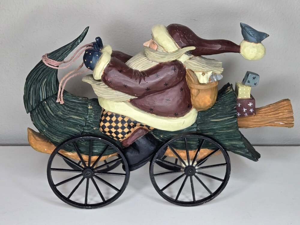 Williraye Studio Santa with Tree on Wheels Figurine WW2213